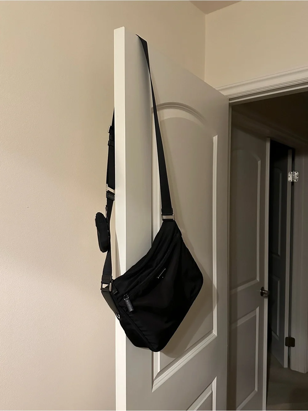Prada Black Nylon Bag with Detachable Mini Pouch